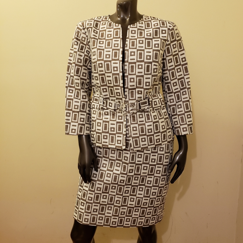 Mirabelle Geometric Skirt & Jacket Suit…